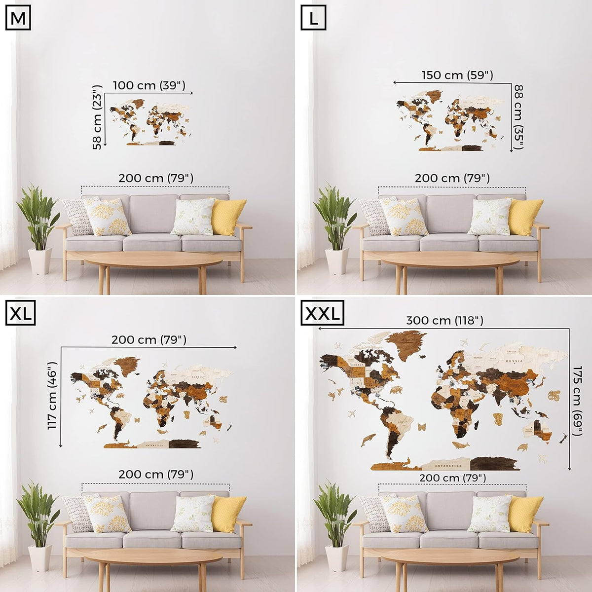 HYPERI Multilayered 3D Wooden World Map Wall Decor, Wood Art Wall Decor, Mapa Mundi Para Pared