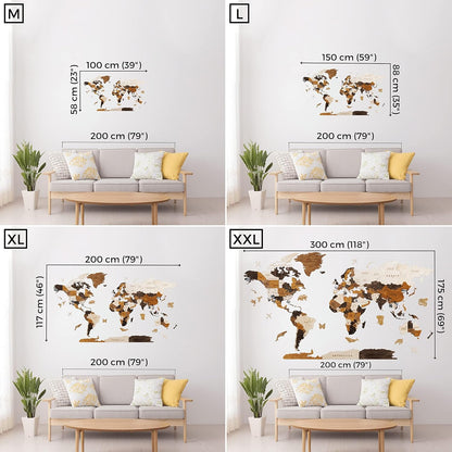 HYPERI Multilayered 3D Wooden World Map Wall Decor, Wood Art Wall Decor, Mapa Mundi Para Pared