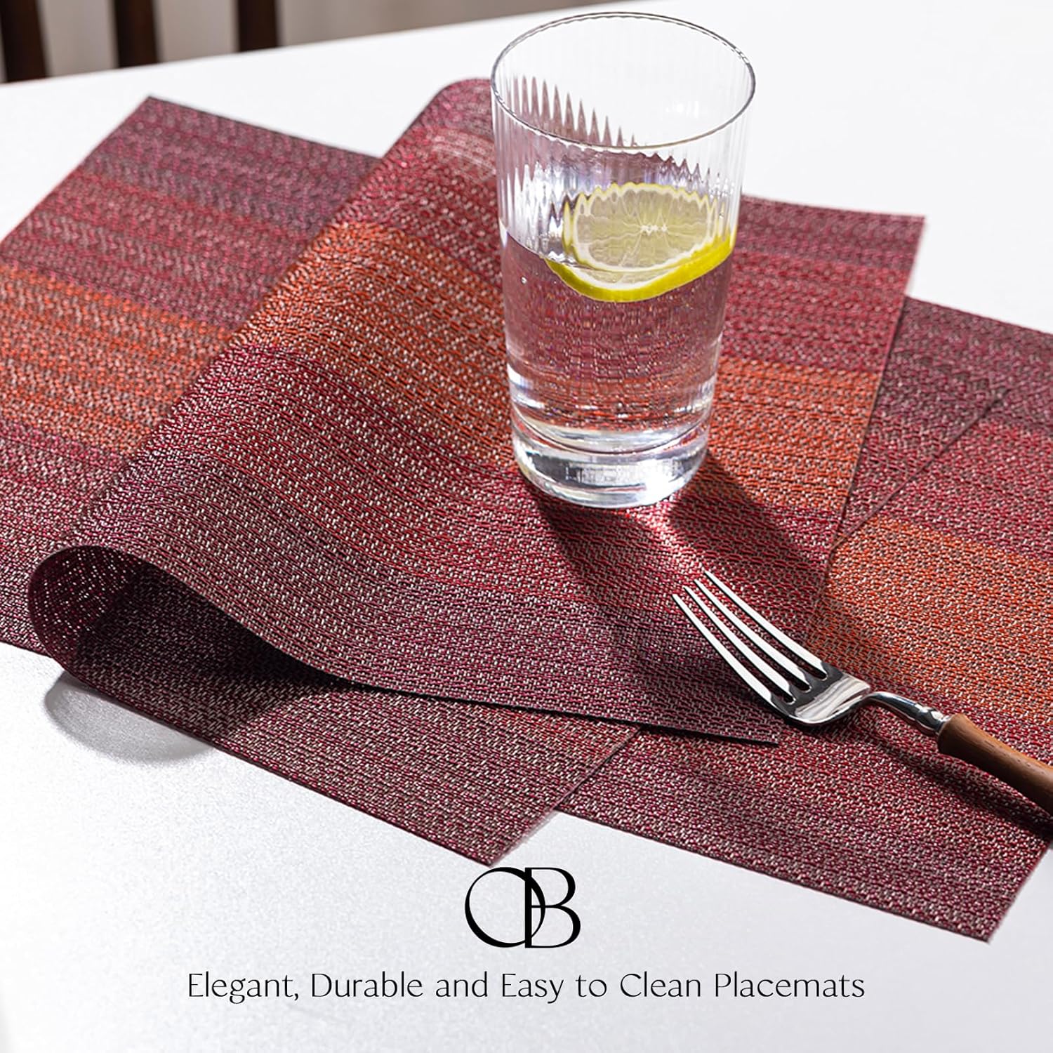 Placemats Set of 8 - Easy Clean Woven Vinyl Placemats for Dining Table, Indoor/Outdoor Place Mats