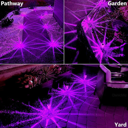 DenicMic Halloween Solar Lights Outdoor 15 Pack Purple LED Waterproof Yard Garden Patio Backyard