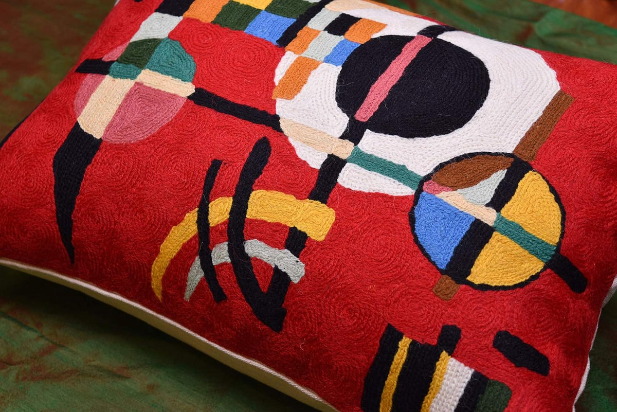 Lumbar Kandinsky Red Modern Pillow Cover Counterweights Mid Century Chair Cushions Red Abstract