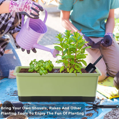 Window Box Planter 8 Pcs, 17 Inches Rectangle Flower Pots with Drainage Holes and Trays, Vegetable