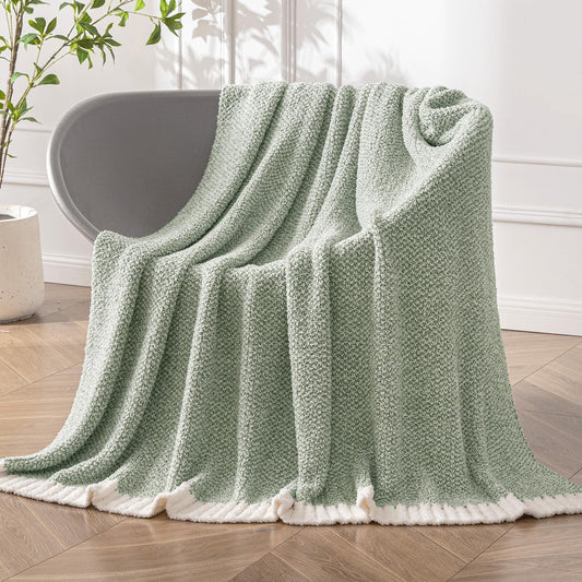 MIULEE Sage Green Super Soft Throw Blanket for Couch, Cozy Fluffy Warm Throws Knit Blankets for