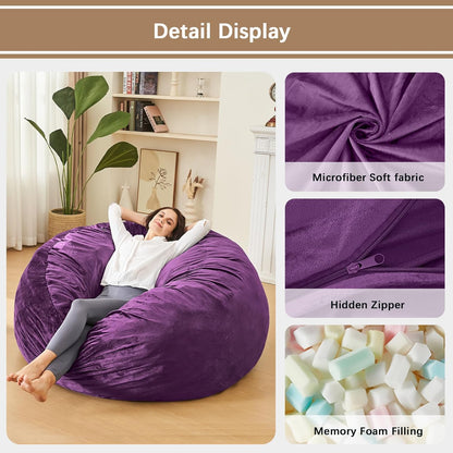 Bean Bag Chairs for Adults - Memory Foam Furniture BeanBag Chair - Kids/Teens Sofa with Soft Micro