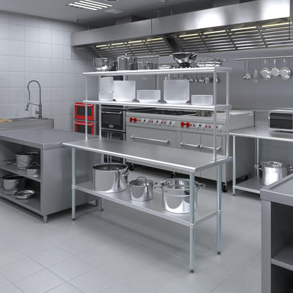 AmGood Double OverShelf Stainless Steel NSF - Many (72" Long x 12" Deep)