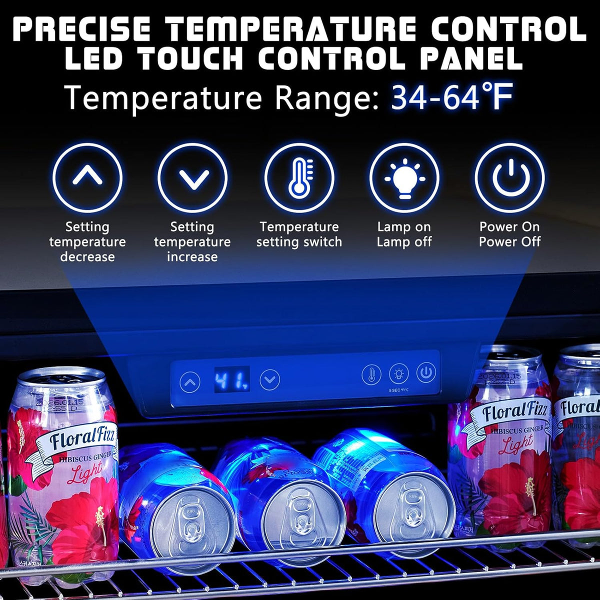 Albott Beverage Refrigerator-24 In fridge with Glass Door, Adjustable Shelves and LED Touch Panel