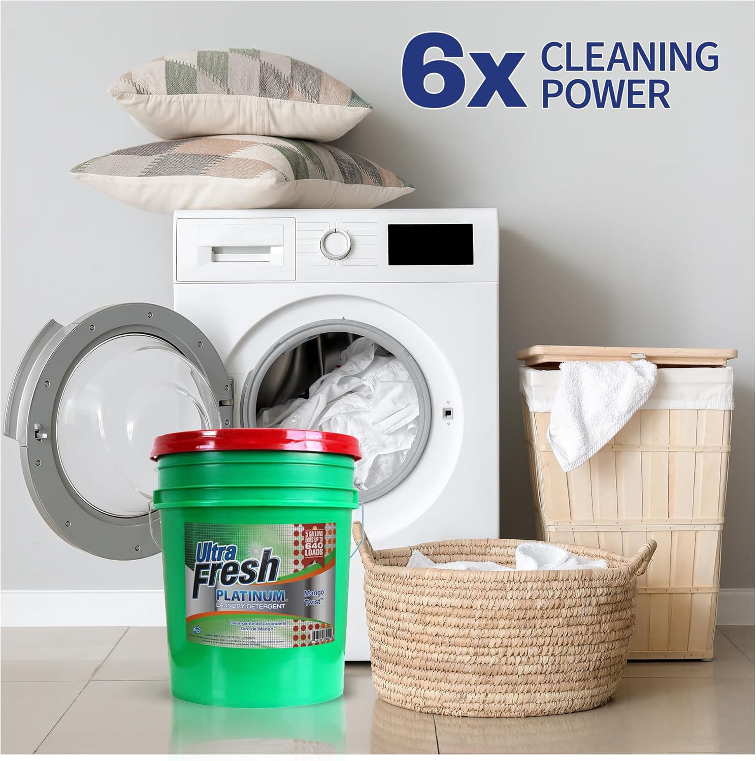 Ultra Fresh 5 Gallon Liquid Laundry Detergent Washing Soap for All Machine Types, 3X Platinum, Up