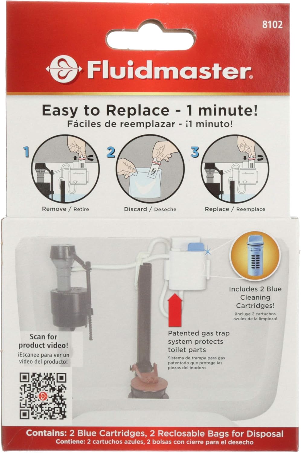 Fluidmaster 8102P8 Flush 'n Sparkle Automatic Toilet Bowl Cleaning System Refills, Blue 2-Pack