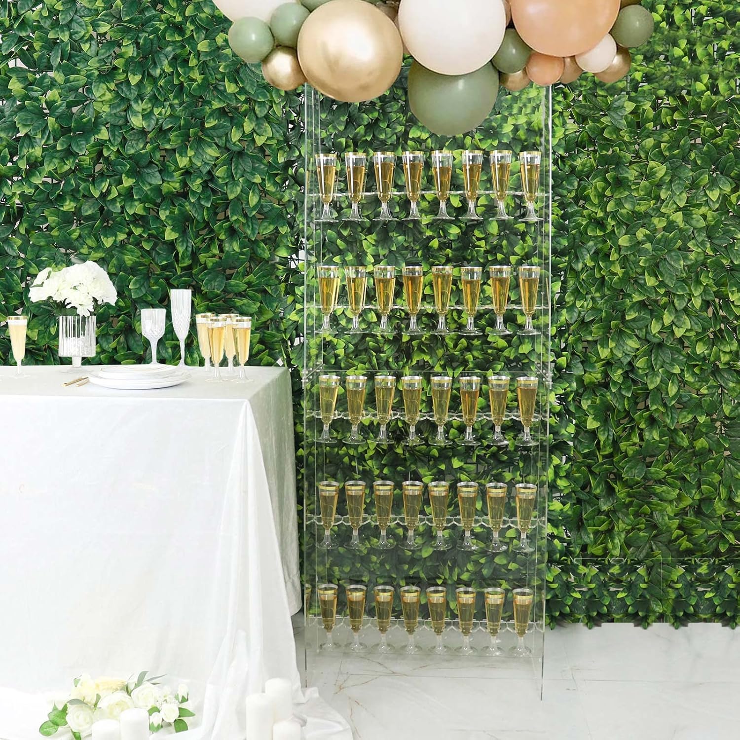 Tableclothsfactory 5ft Clear Acrylic 5-Tier Wine Glass Stemware Rack, Champagne Flute Holder Wall