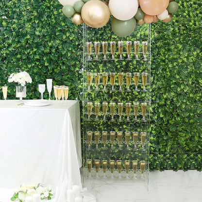 Tableclothsfactory 5ft Clear Acrylic 5-Tier Wine Glass Stemware Rack, Champagne Flute Holder Wall