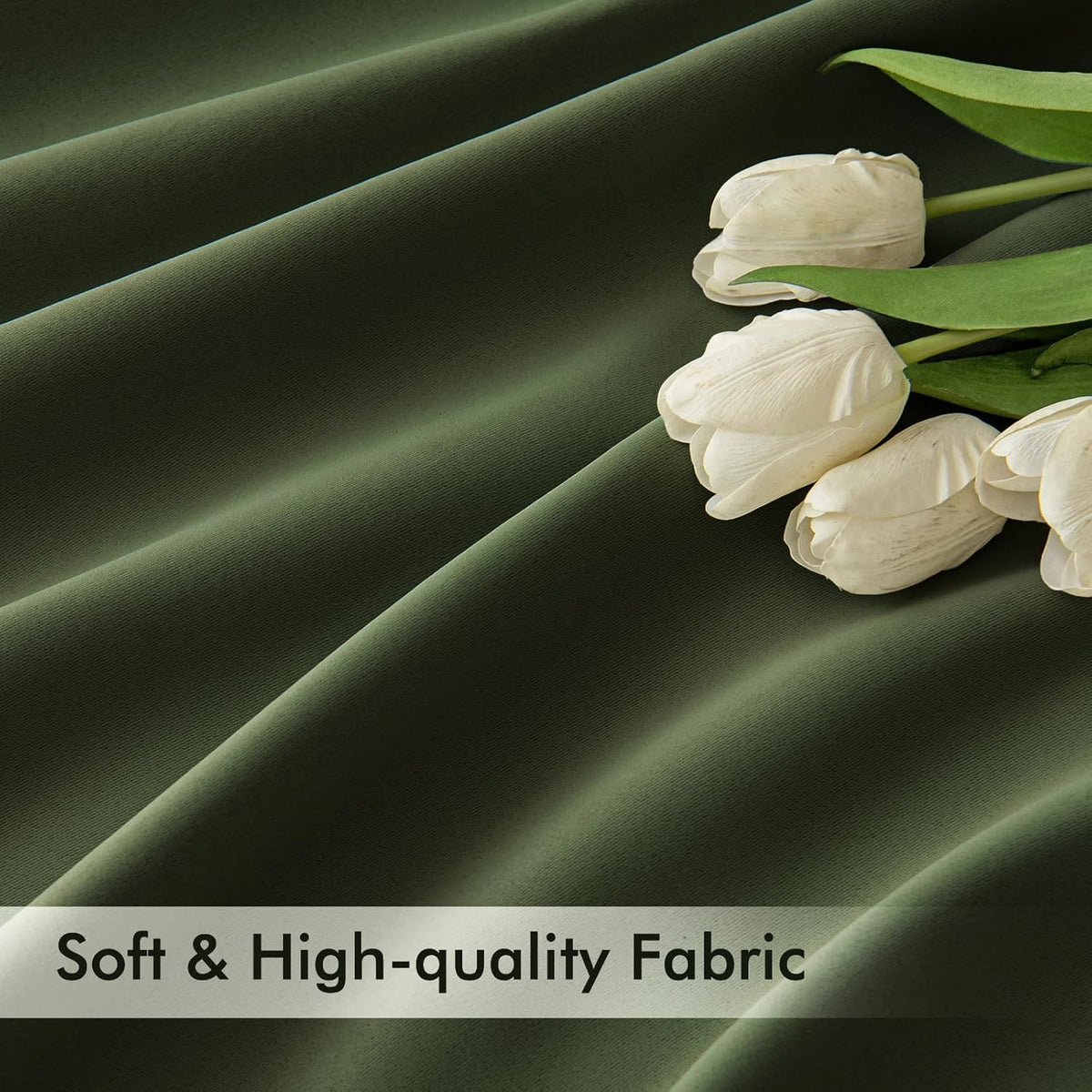 MIULEE Olive Green Back Tab Blackout Curtains 84 Inch Length 2 Panels Set for Living Room Bedroom