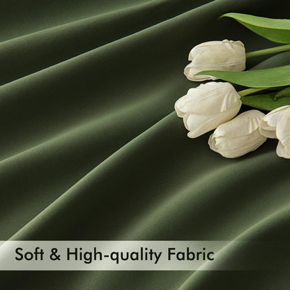 MIULEE Olive Green Back Tab Blackout Curtains 84 Inch Length 2 Panels Set for Living Room Bedroom