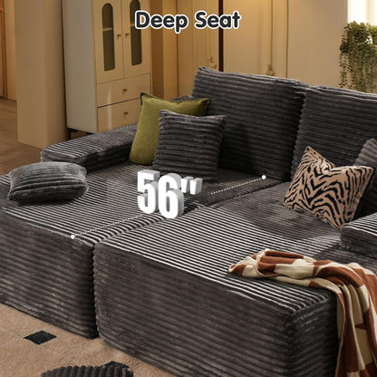 ovios 81" Oversized Sectional Double Lounge Chaise with Cloud Plush Sofa Bed, No Assembly Required