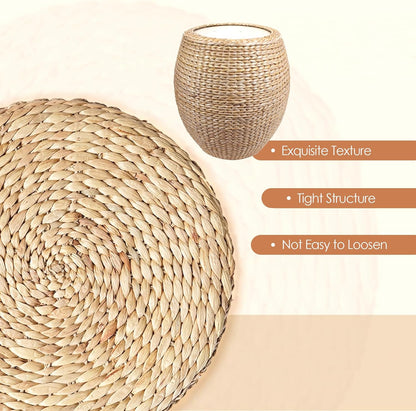 Round Poufs Ottoman,Hand Woven Natural Braided Cattail Ottomans Pouf for Patio,Home,Office,Living