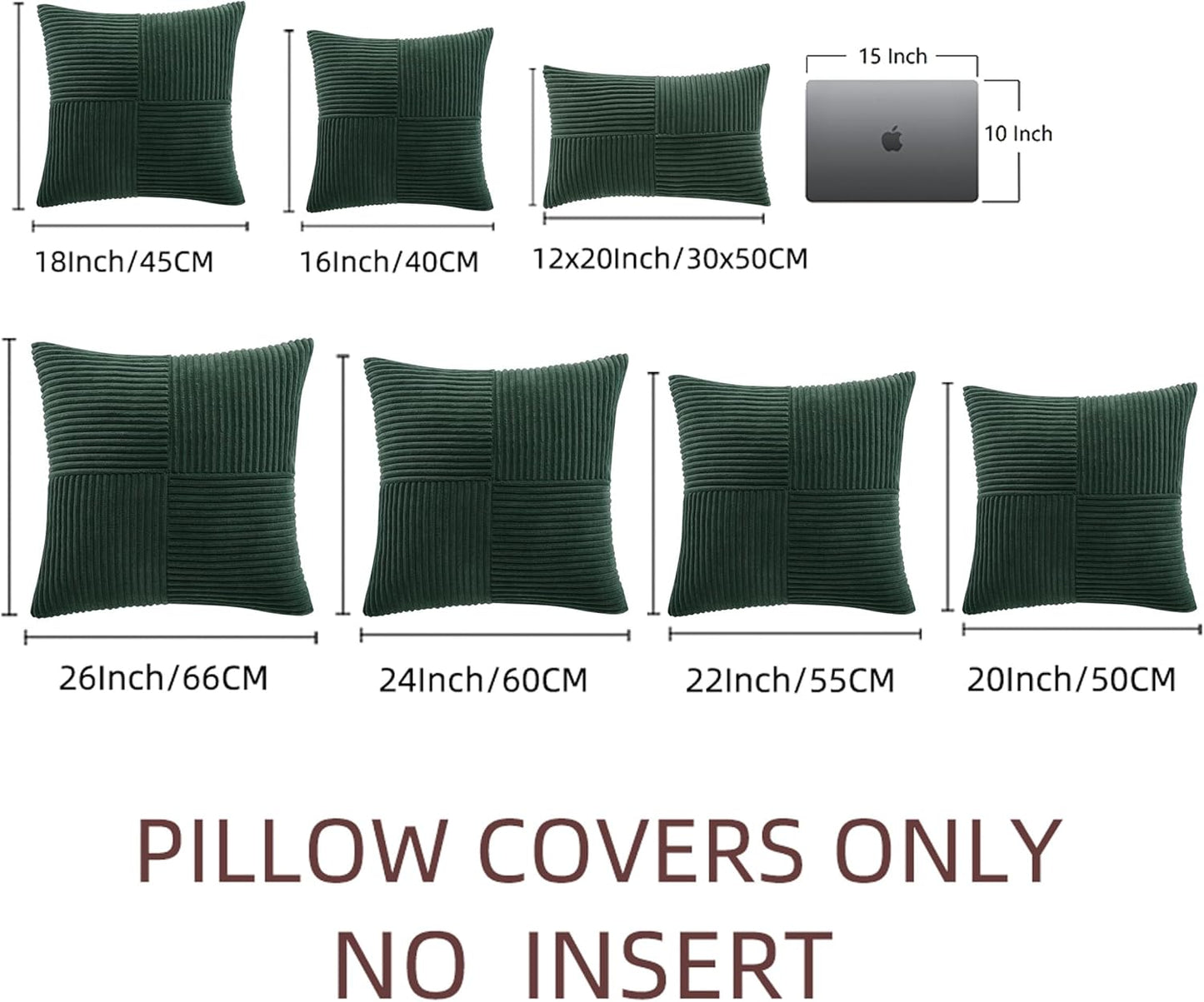 Fancy Homi Set of 2 Dark Green Samll Decorative Throw Pillow Covers 14x14 Inch for Living Room
