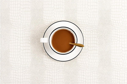 Faux Leather Hardboard Placemats, Set of 6 PU Table Mats, Easy to Clean, Heat & Stain Resistant for