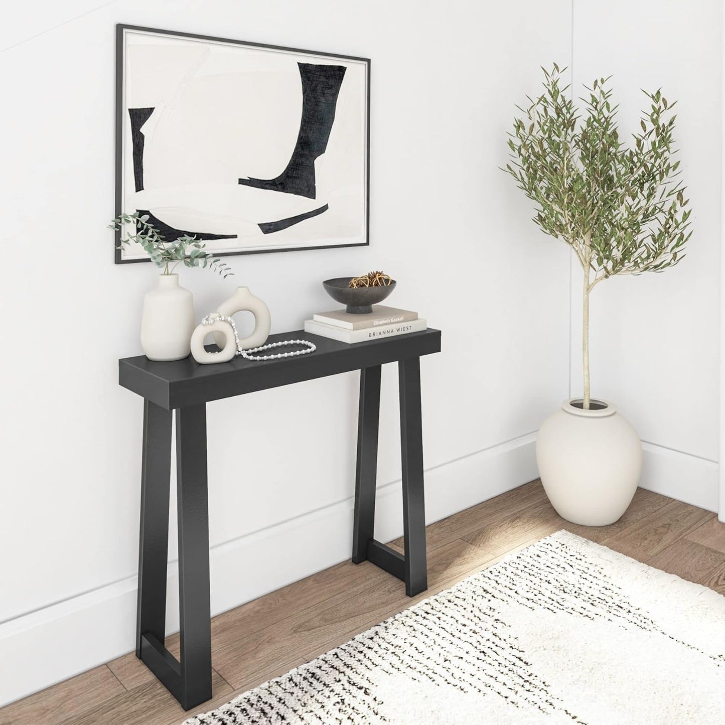 Plank+Beam Solid Wood Console Table, 36 Inch, Sofa Table, Narrow Entryway Table for Hallway, Behind