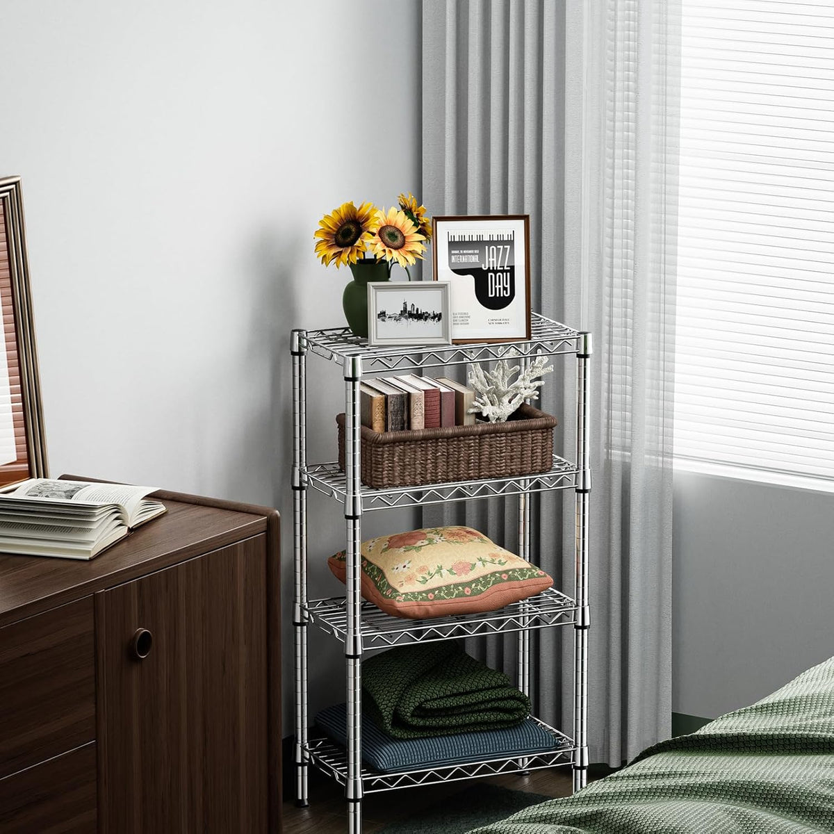 1000 lbs 4 Tier Shelf Metal Storage Shelves Wire Rack Closet Organizers with PP Board for Garage