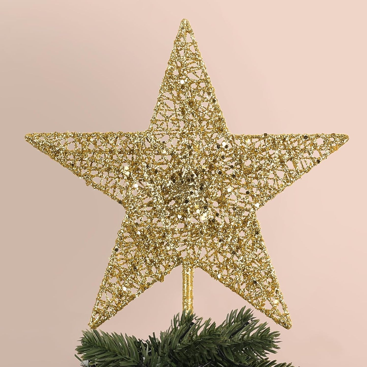Christmas Tree Topper, hogardeck Gold 5-Pointed Star Tree Topper for Christmas Decor, Tree Toppers