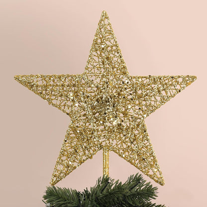 Christmas Tree Topper, hogardeck Gold 5-Pointed Star Tree Topper for Christmas Decor, Tree Toppers