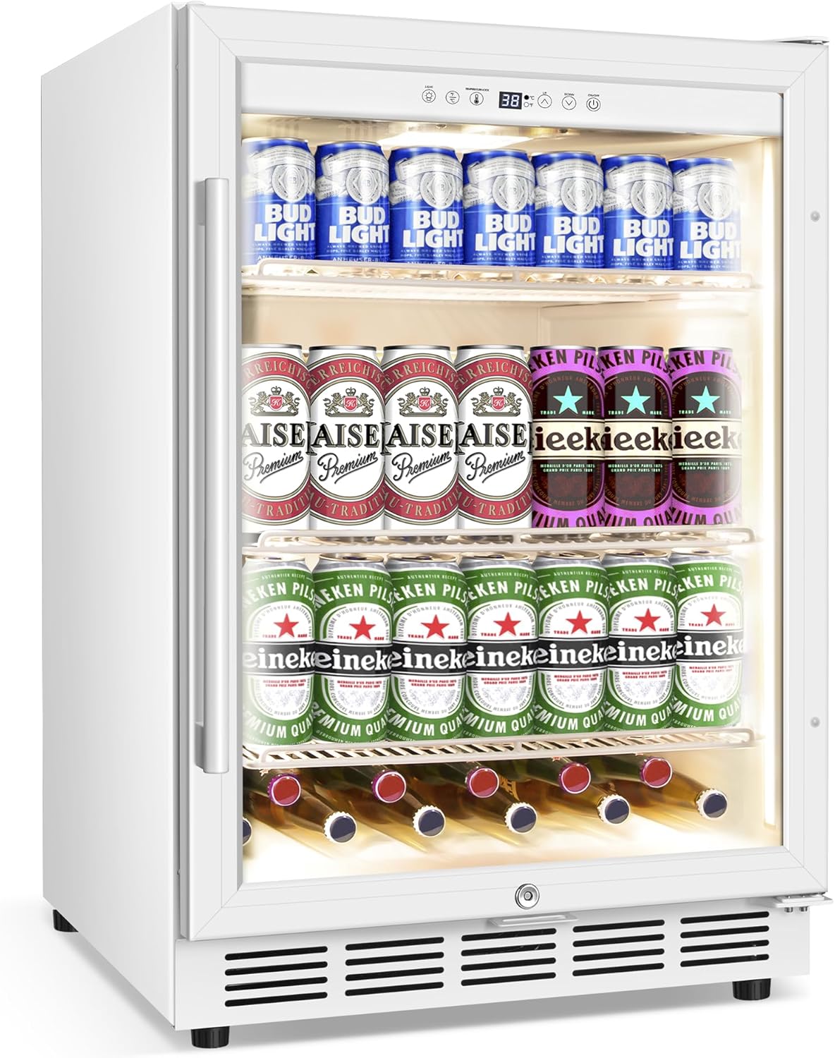 Beverage Refrigerator 24 Inch Drink Fridge, Beer Fridge, 150 Cans Beverage Cooler, Under Counter