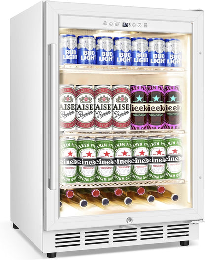 Beverage Refrigerator 24 Inch Drink Fridge, Beer Fridge, 150 Cans Beverage Cooler, Under Counter