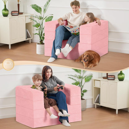 Folding Bean Bag Chair for Adults,3-in-1 Bean Bag Couch Faux Fur Floor Sofa Large Beanbag