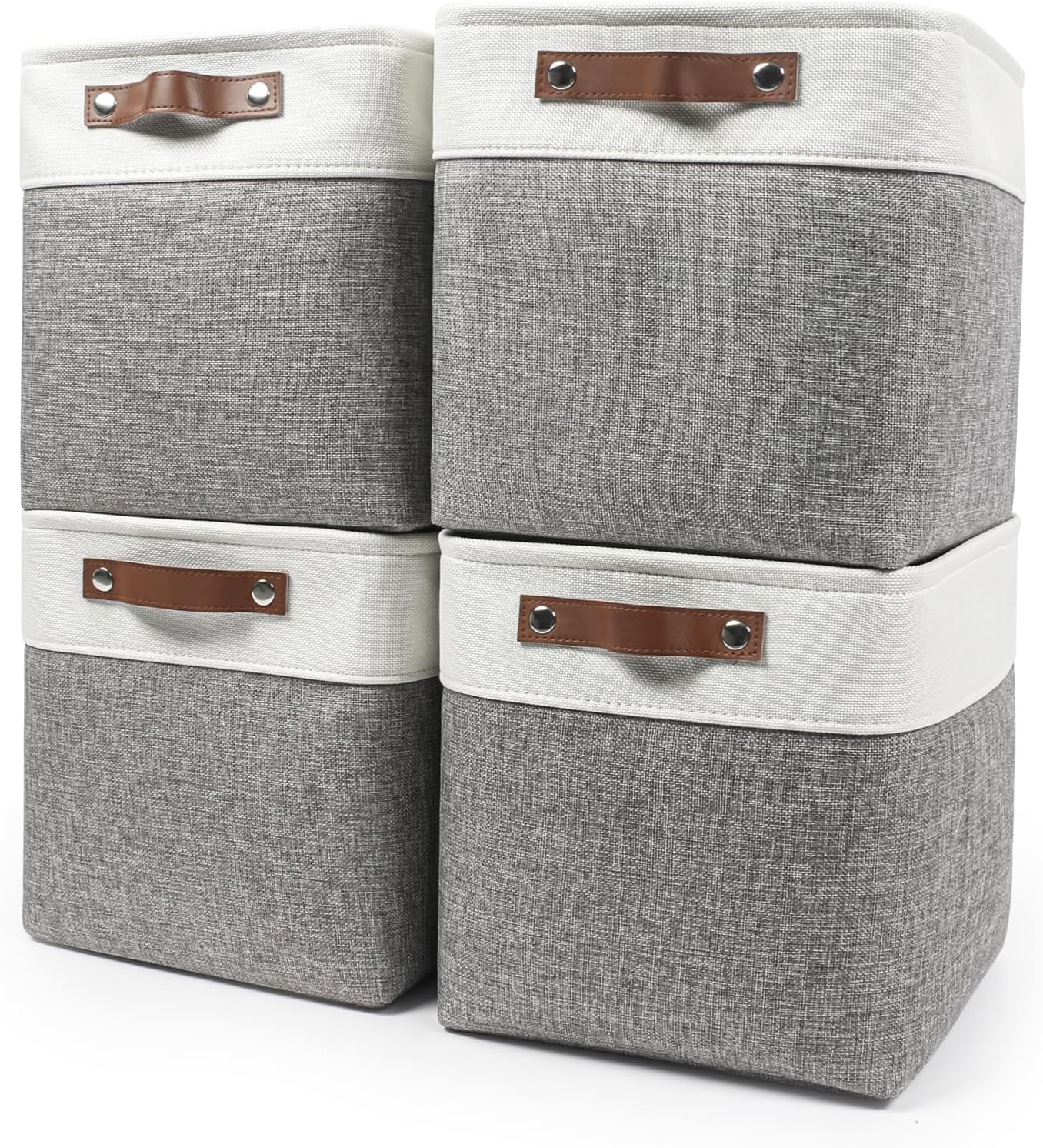 13x13 Cube Storage Bins, Collapsible Fabric Storage Box, 4 Pack Closet Baskets with Handles for