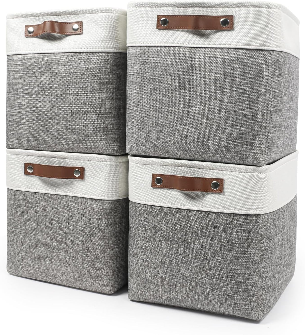 13x13 Cube Storage Bins, Collapsible Fabric Storage Box, 4 Pack Closet Baskets with Handles for