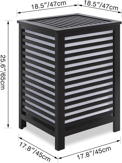 SMIBUY Double Laundry Hamper with Lid, 120L Bamboo Laundry Basket with Removable Liner Bag