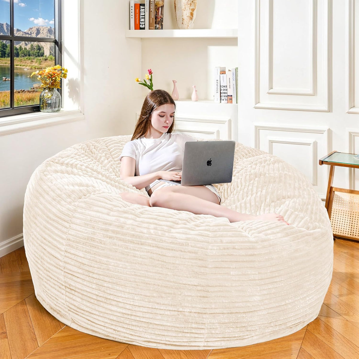 Large Bean Bag Chair, 5FT Giant Beanbag Chairs with Memory Foam Filled, Bean Bag Chairs for Adults