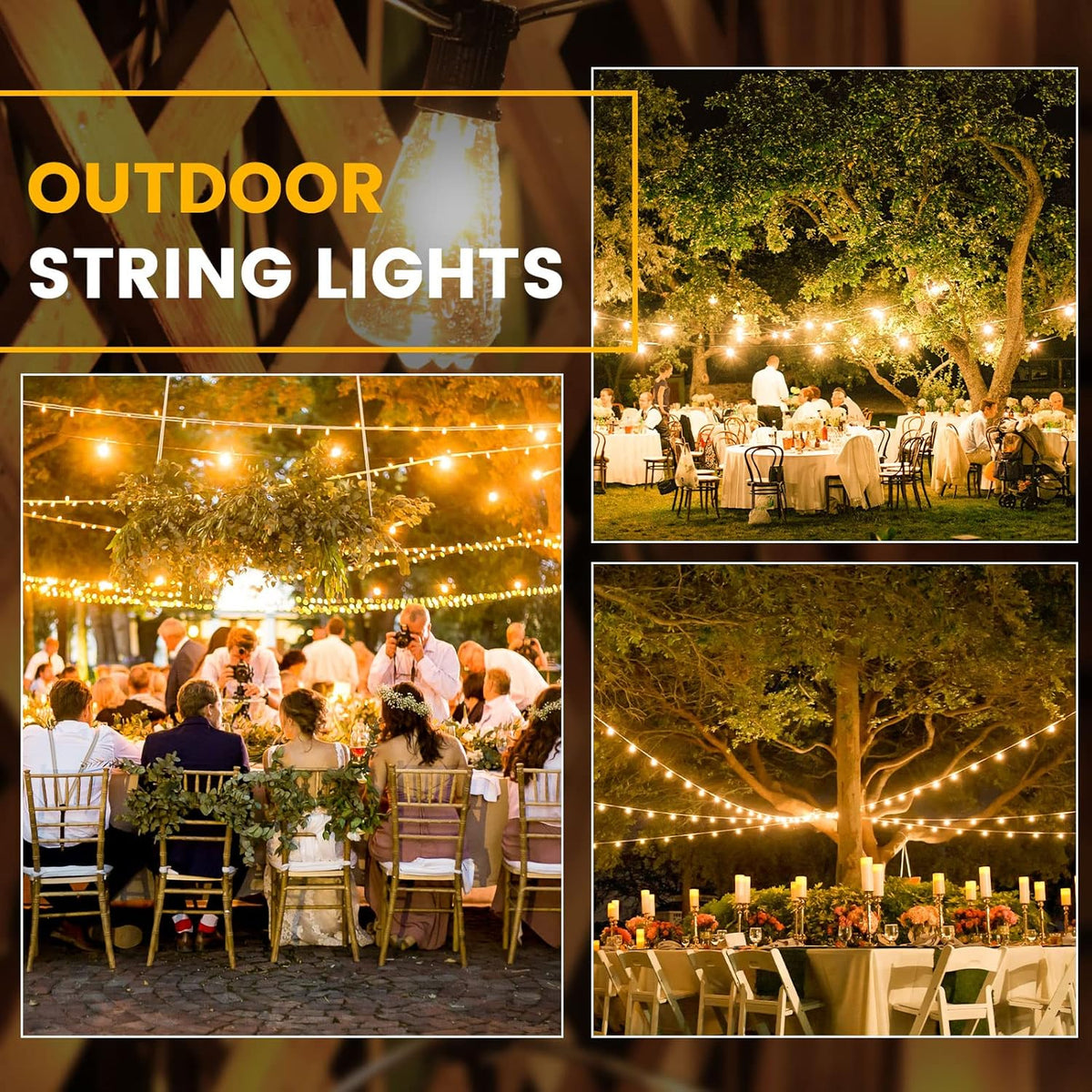 Outdoor Patio String Lights, 240FT LED with 120+4 ST38 Vintage Edison Bulbs, Waterproof Connectable