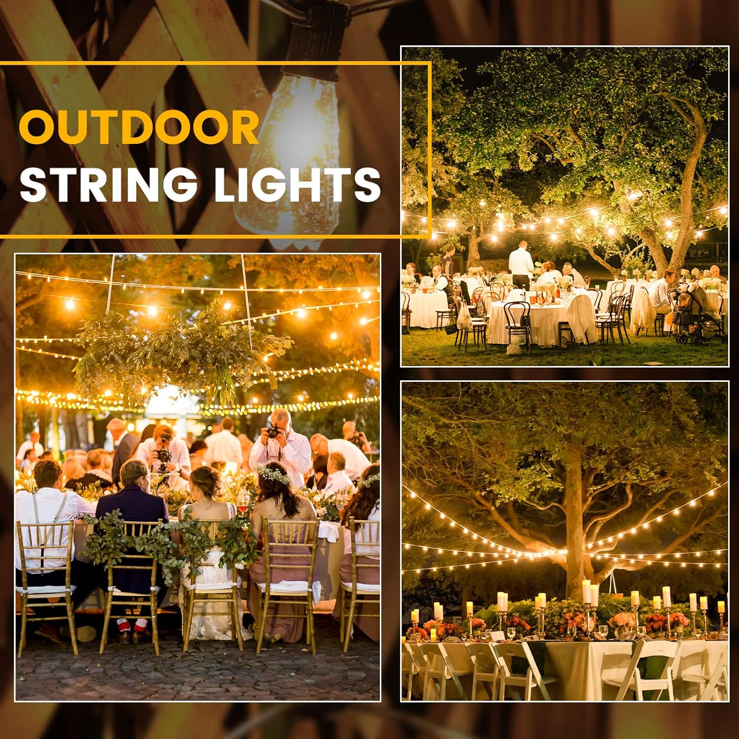 100FT Outdoor String Lights, LED Patio Lights with 50+3 ST38 Vintage Edison Shatterproof Bulbs