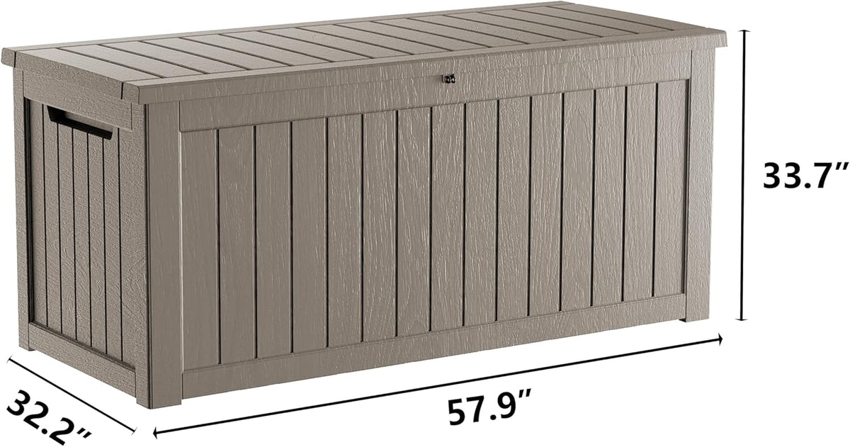 270 Gallon Lockable Resin Deck Box, Waterproof & UV-Resistant Outdoor Storage Box for Outdoor
