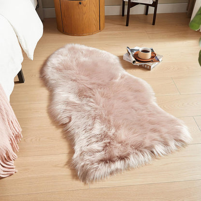 AMTOVO Faux Fur Rug, Pink Area Rug, Fluffy Sheepskin Rug, Fuzzy Ultra Soft 2 x 4 ft Shag Rugs for