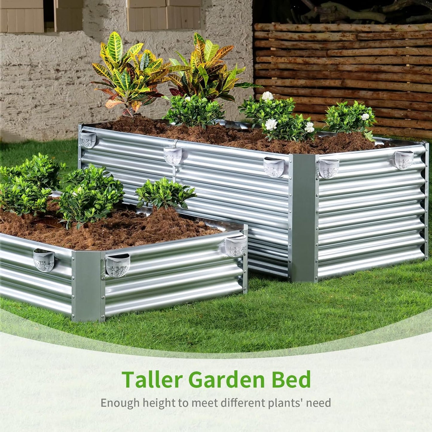 Land Guard Metal Raised Garden Bed for Gardening, 6x3x1.5ft Galvanized Raised Garden Bed, Planter