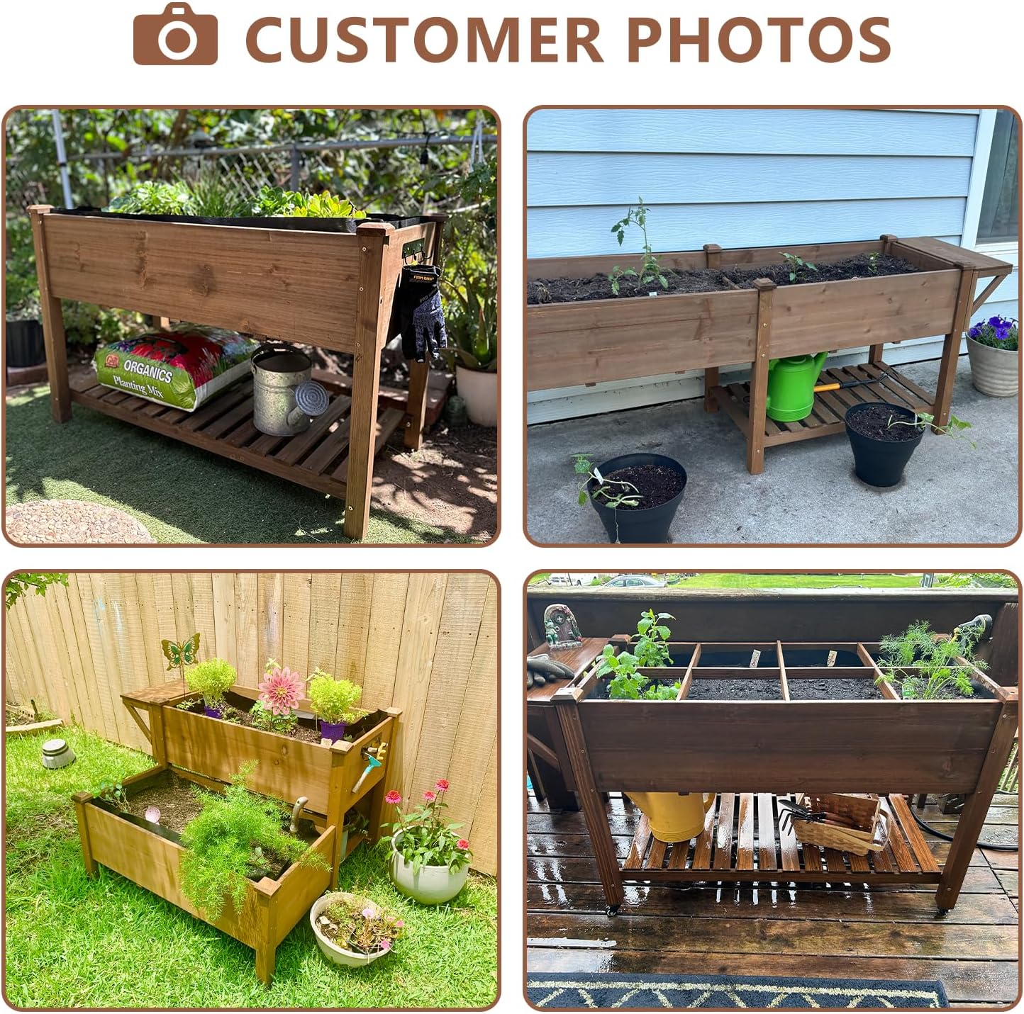 Raised Garden Bed with Legs Outdoor,Elevated Garden Box,Storage Shelf, Protective Liner for
