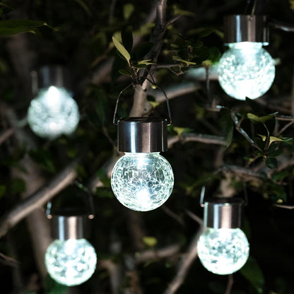 GIGALUMI 12 Pack Solar Outdoor Lights, Solar Hanging Lights for Christmas Decoration-Cracked Glass