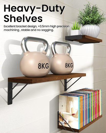 BAYKA Floating Shelves for Wall, Book Shelf for Bedroom, Wall Decor Shelves for Living Room