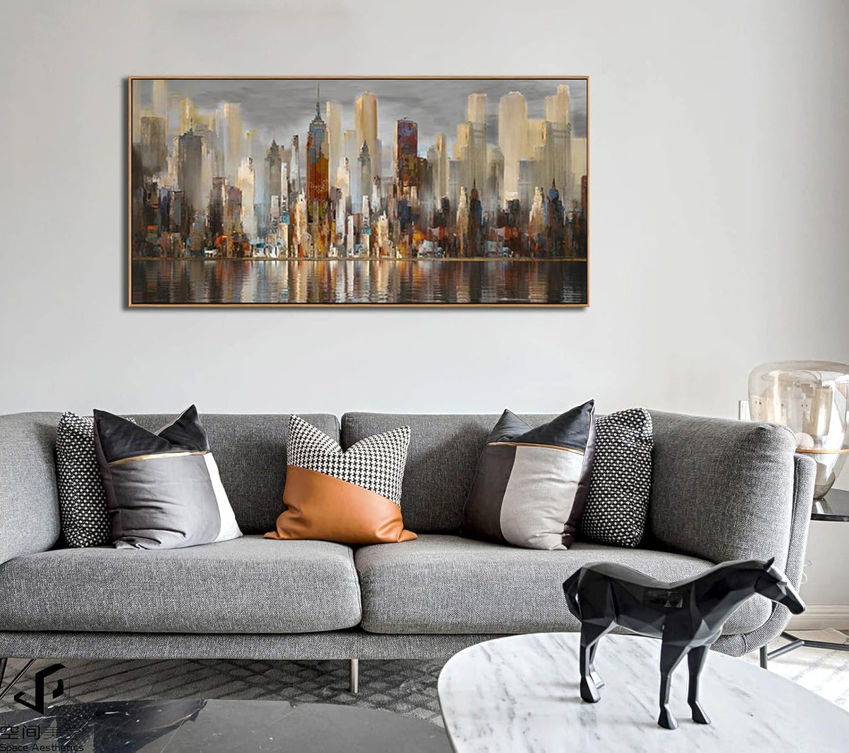 Mofutinpo Abstract Modern Canvas Wall Art for Living Room Cityscape New York Wall Decor City Theme