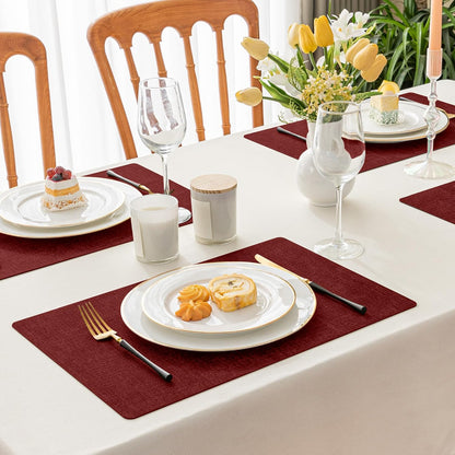 Romanstile Vinyl Placemats Set of 8-12 X 18 Inch - Heat Resistant Place Mats 100% Waterproof
