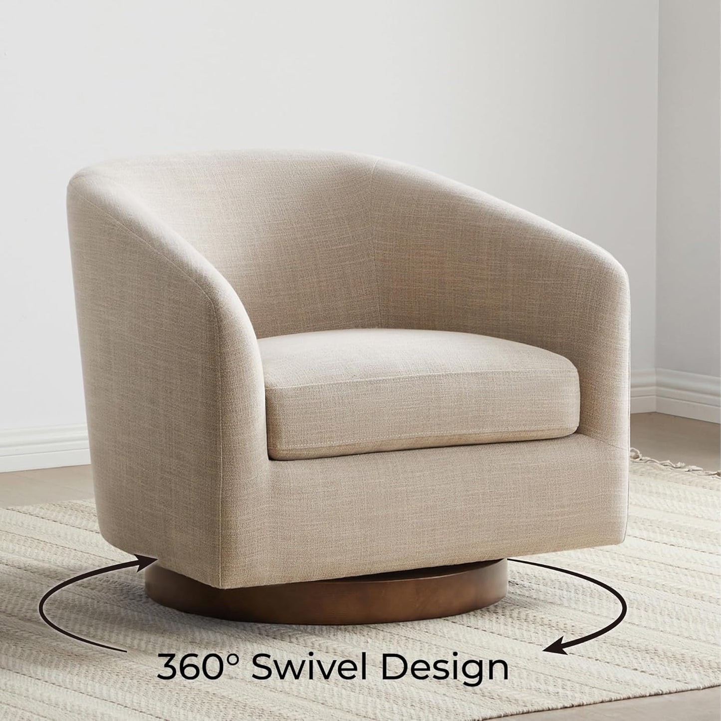 CHITA Swivel Accent Chair, FSC Certified Upholstered Fabric Barrel Chair for Living Room, Fully