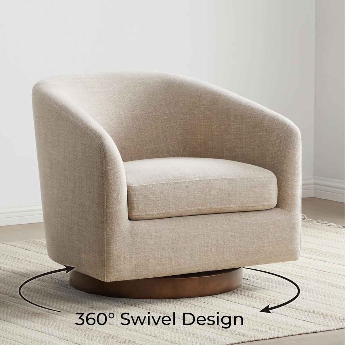 CHITA Swivel Accent Chair, FSC Certified Upholstered Fabric Barrel Chair for Living Room Set of 2