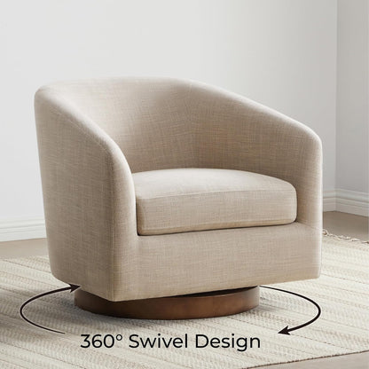 CHITA Swivel Accent Chair, FSC Certified Upholstered Fabric Barrel Chair for Living Room Set of 2