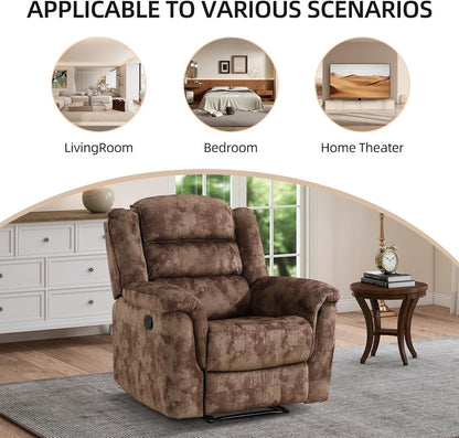 EBELLO Manual Recliner Chair, Soft Fabric Recliner Sofa with Overstuffed Armrest and Backrest for
