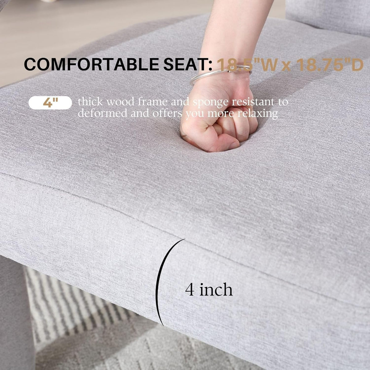 Grey Chenille Dining Chairs Set of 6, Modern Barrel Dining Room Chairs Upholstered Faux Fur Accent