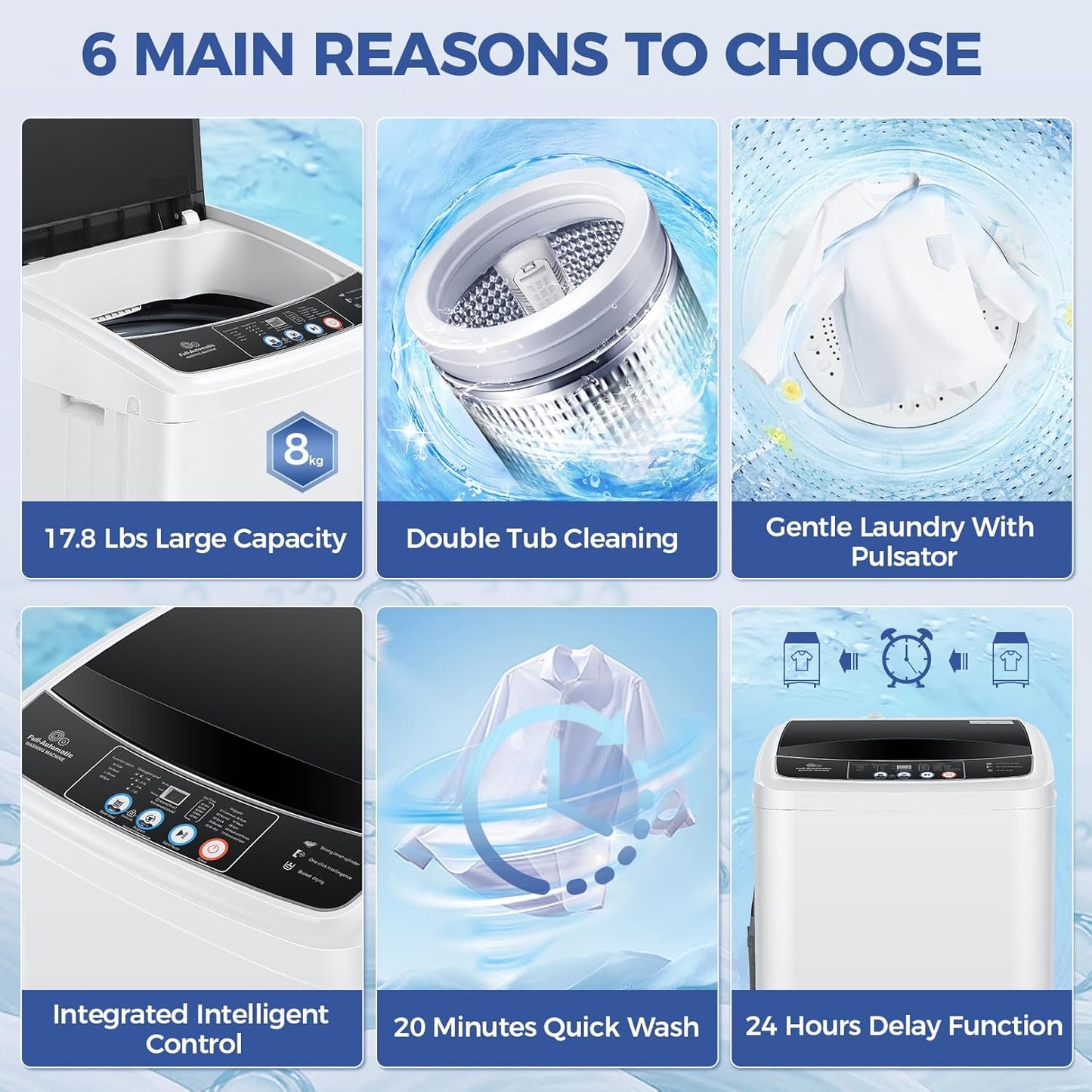 17.8Lbs Portable Washing Machine Nictemaw Portable Washer, 2.3 Cu.ft Washer and Dryer Combo with