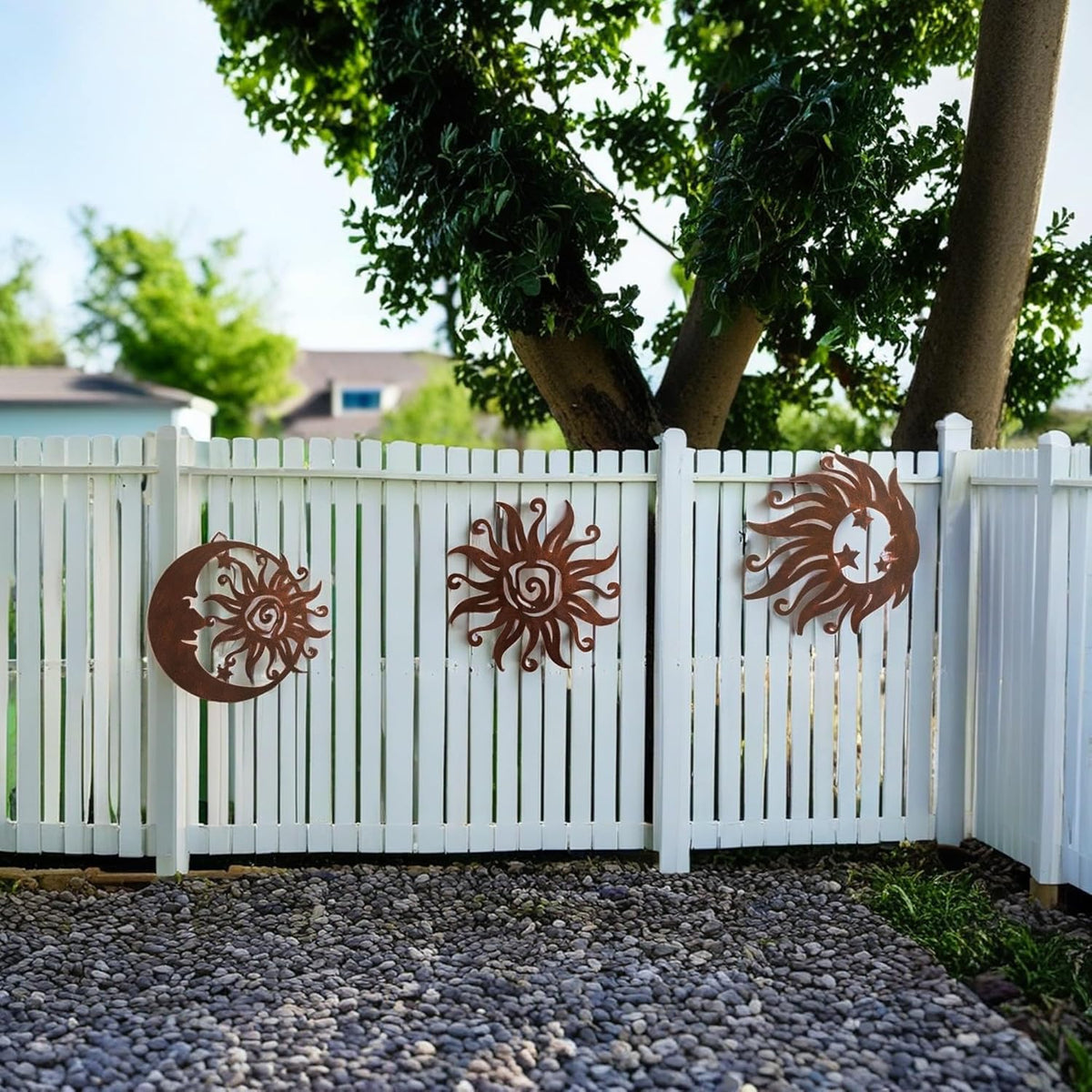 Limygus Sun Moon Wall Hanging, Wall Sculpture, Metal Wall Art Indoor/Outdoor Decor Rust Colored