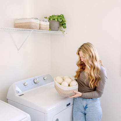 NaturalCozy 11.8"x8"x4.5” Storage Baskets for Shelves 3 Pack | Cotton Rope Woven Small Baskets for
