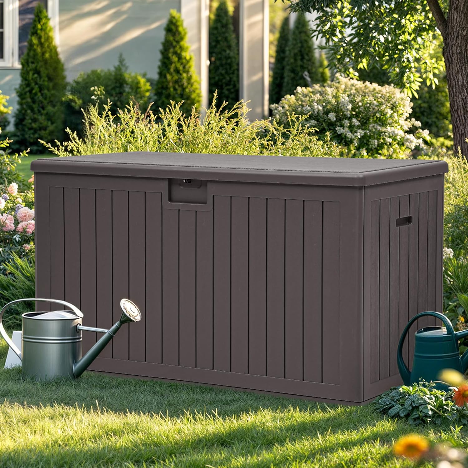 YITAHOME 200 Gallon Double-Wall Deck Box with Divider & Side Handles, Outdoor Large Storage for